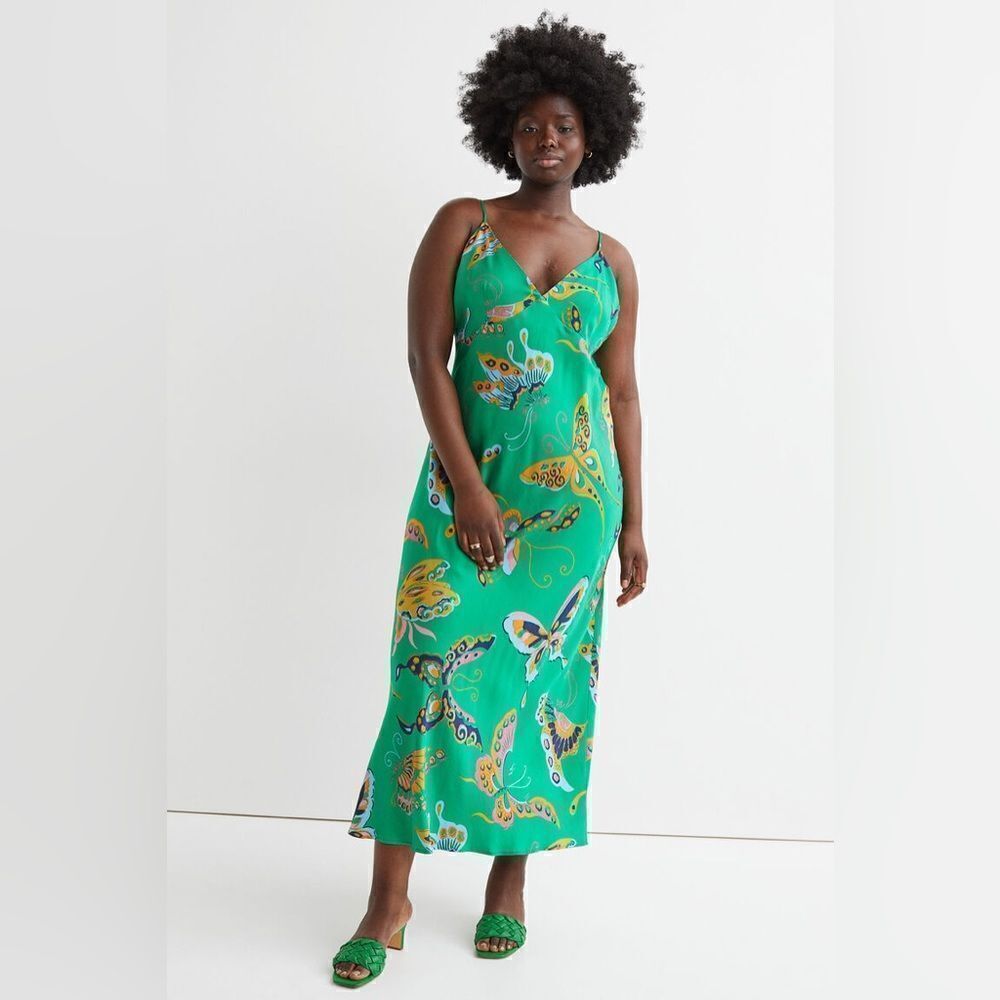 H&M Butterflies Print Dress Midi New